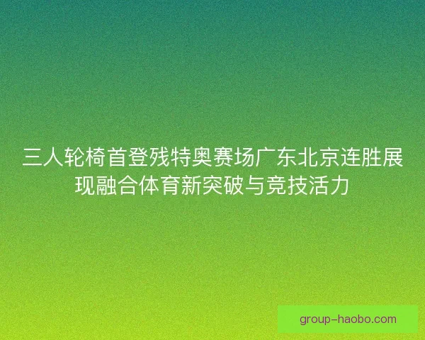 三人轮椅首登残特奥赛场广东北京连胜展现融合体育新突破与竞技活力